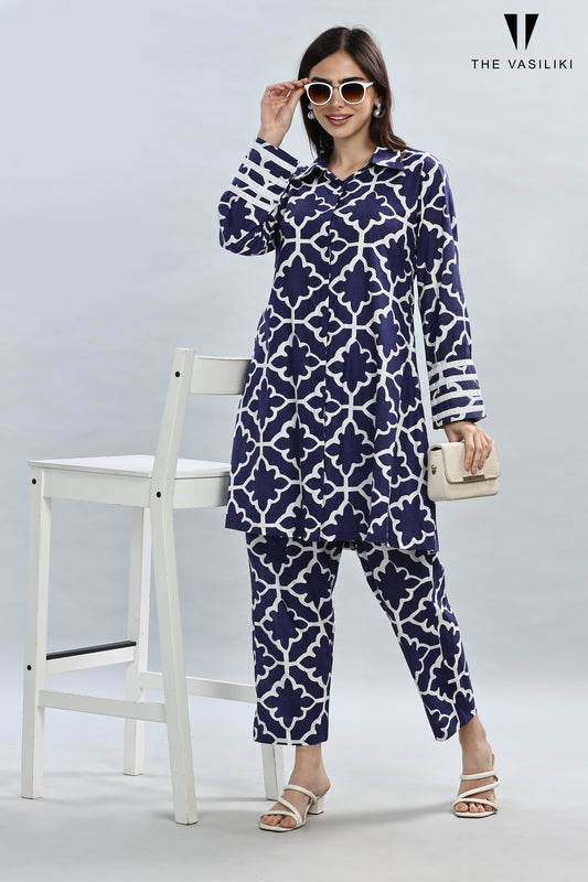 Printed Blue Co - ord Set