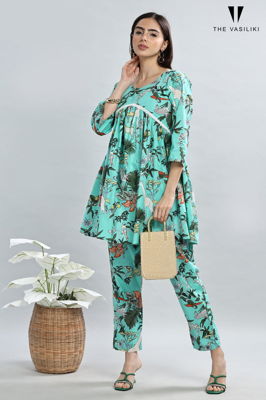 Printed Green Co - ord Set