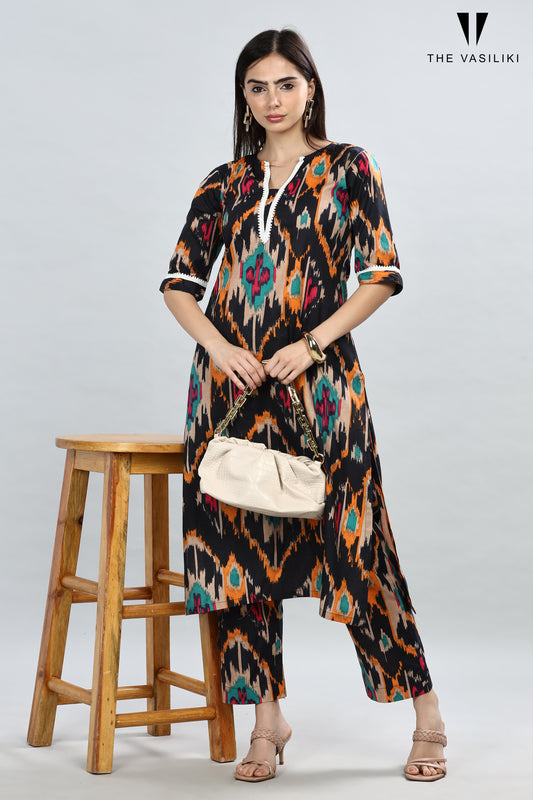 Printed Black kurta Set