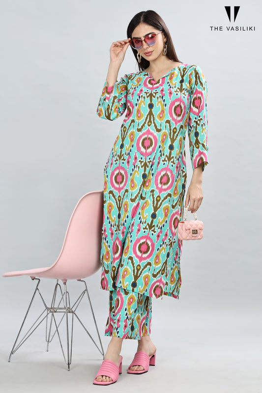 Printed Green Kurta Set