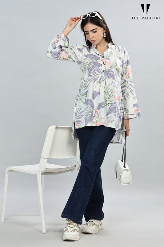 Printed White color Top