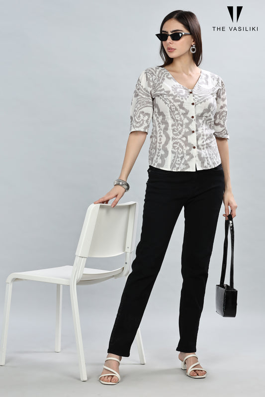 Printed Grey color Top