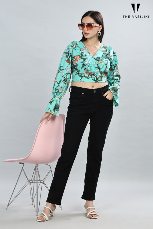 Printed Green color Top