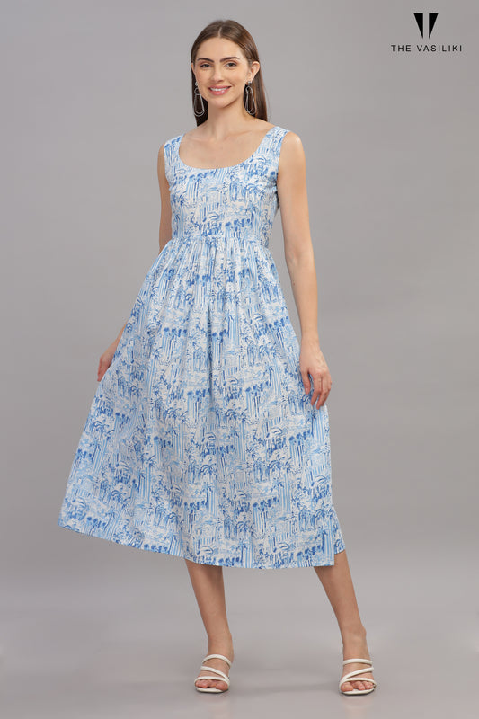 Printed Blue Dress