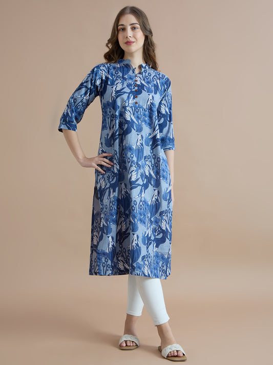 Printed Grey Kurta