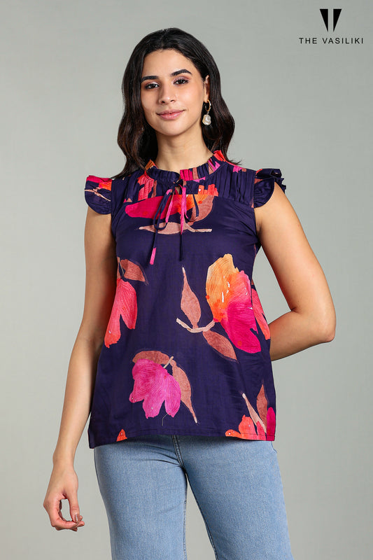 Printed Blue Top