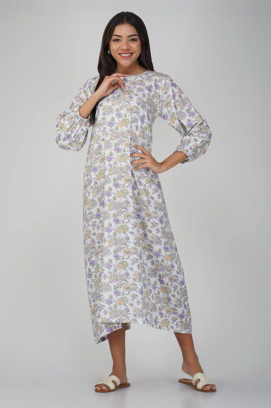 White Floral Cotton Dress