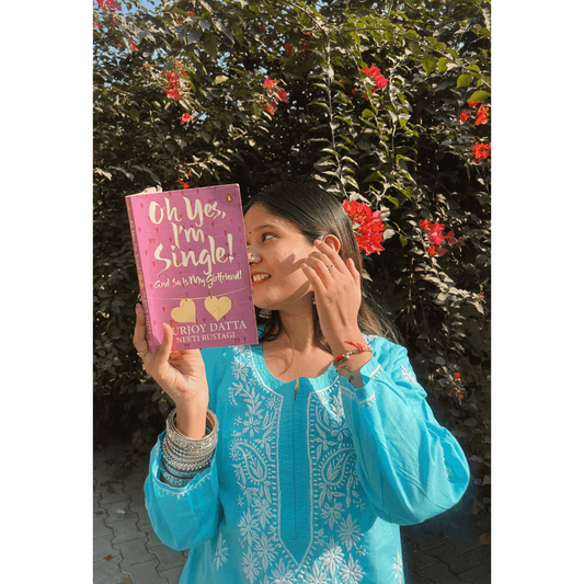 AZURE BLUE COTTON CHIKANKARI KURTA