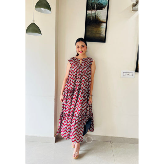 Twisty Red & White Dress