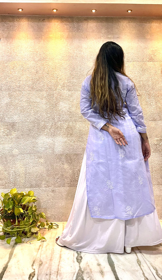 Purple Cotton Chikankari Kurti