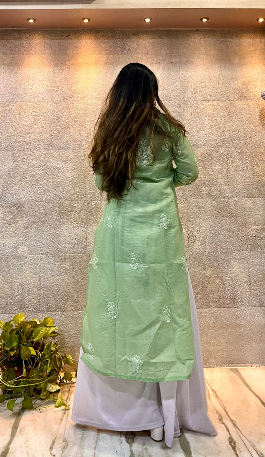 Mint Green Cotton Chikankari Kurti