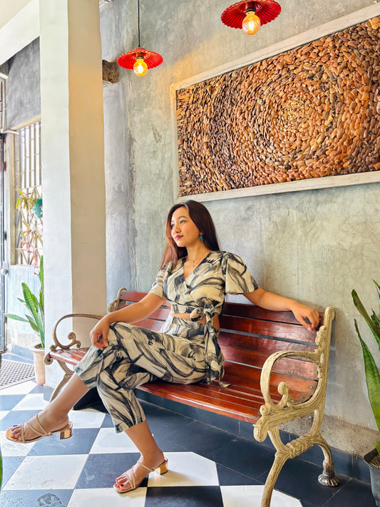 Printed White Black Co-ord Set