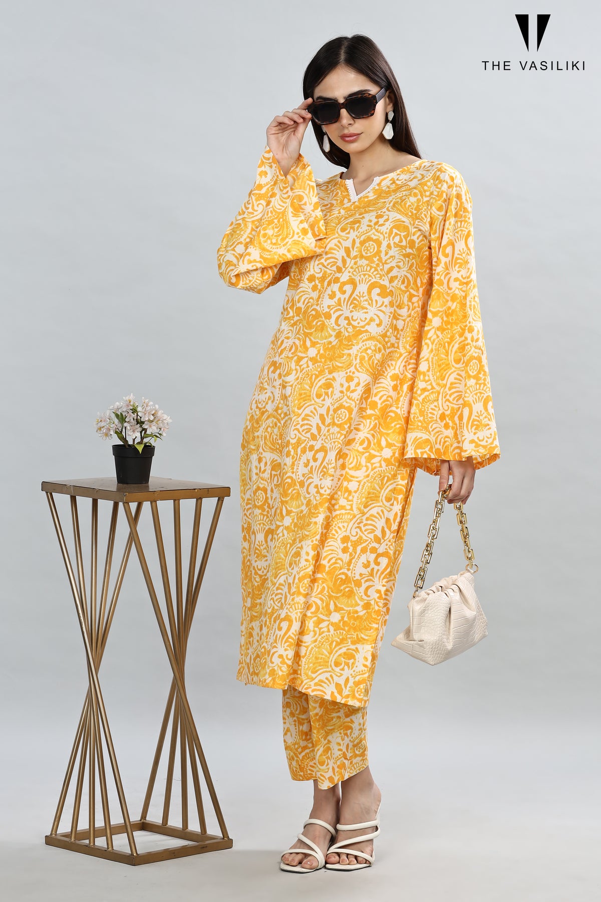 Printed Yellow Kurta Set