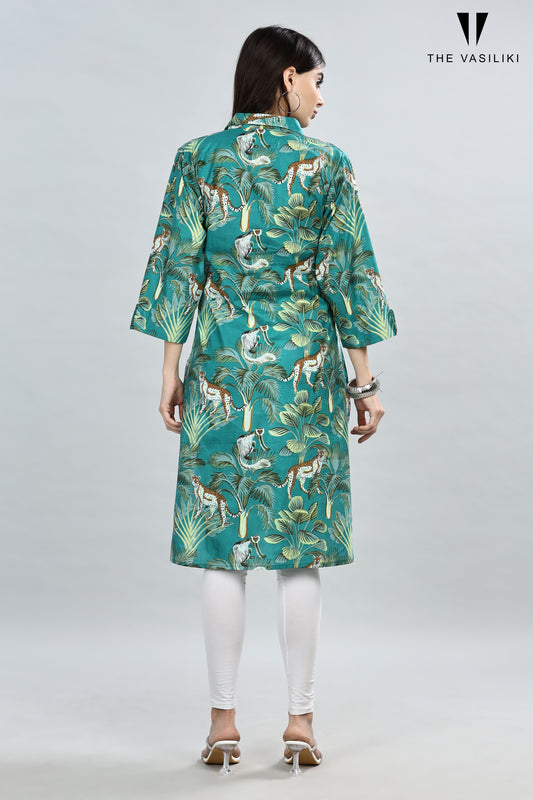 Printed Green Kurta