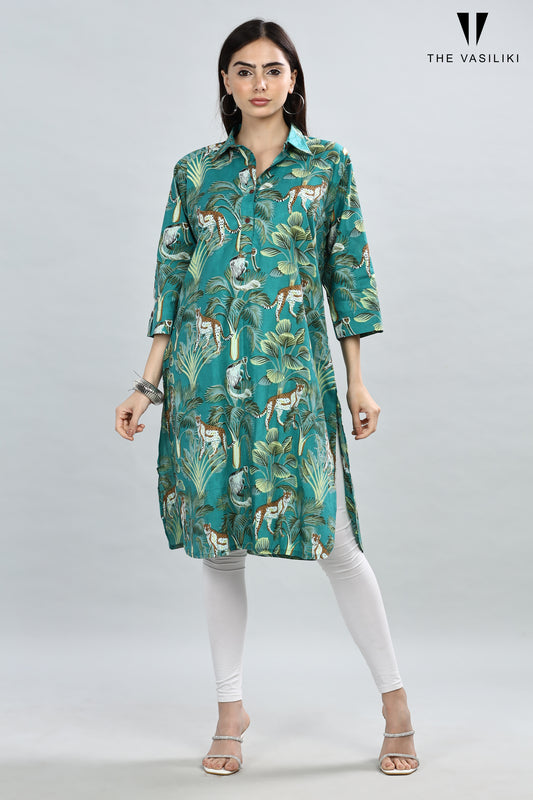 Printed Green Kurta