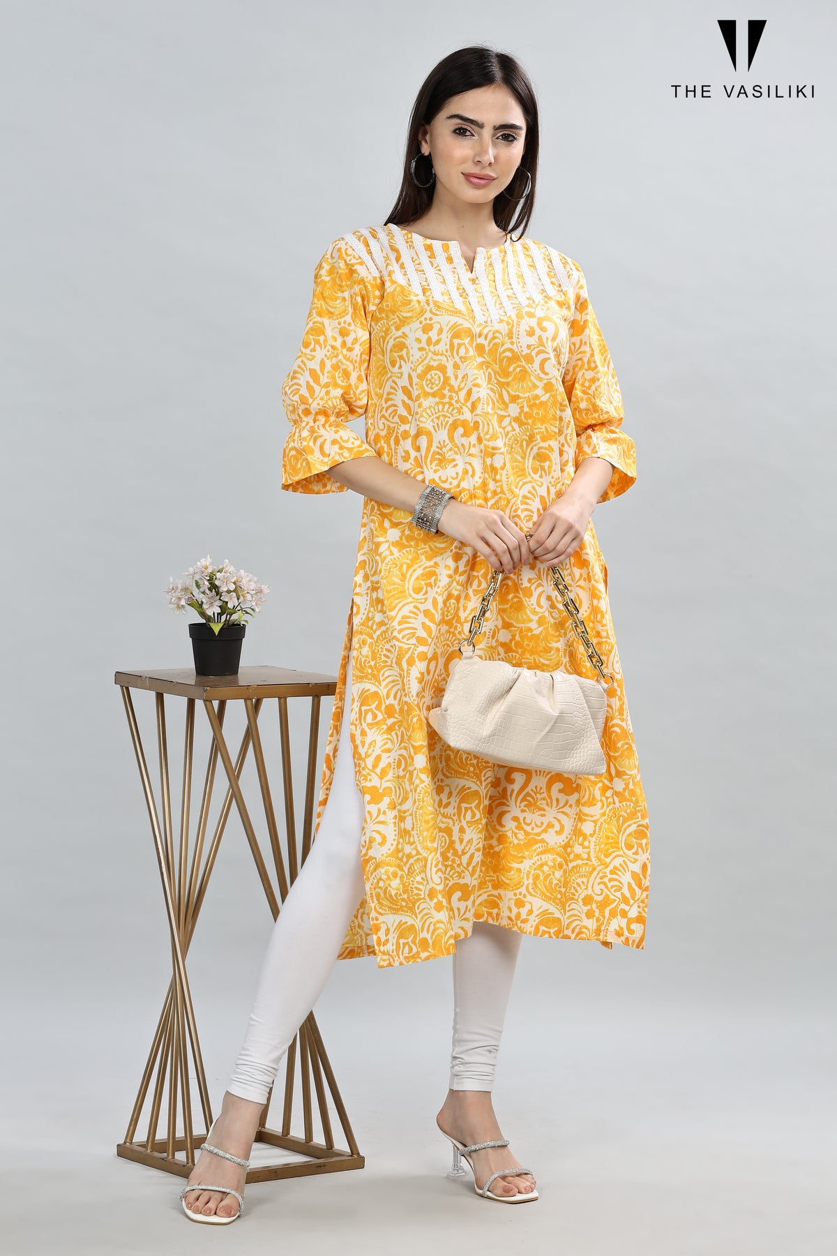 Printed Yellow Kurta