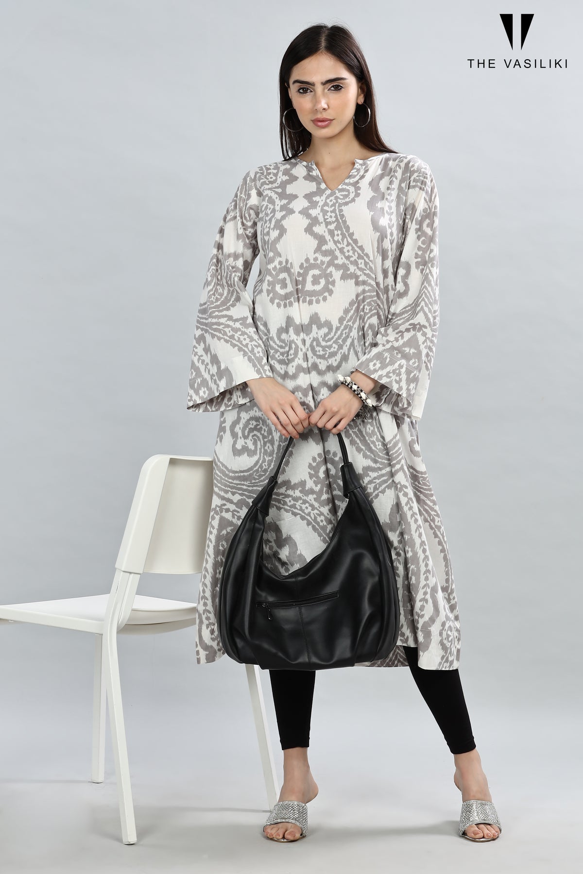 Printed Grey Kurta