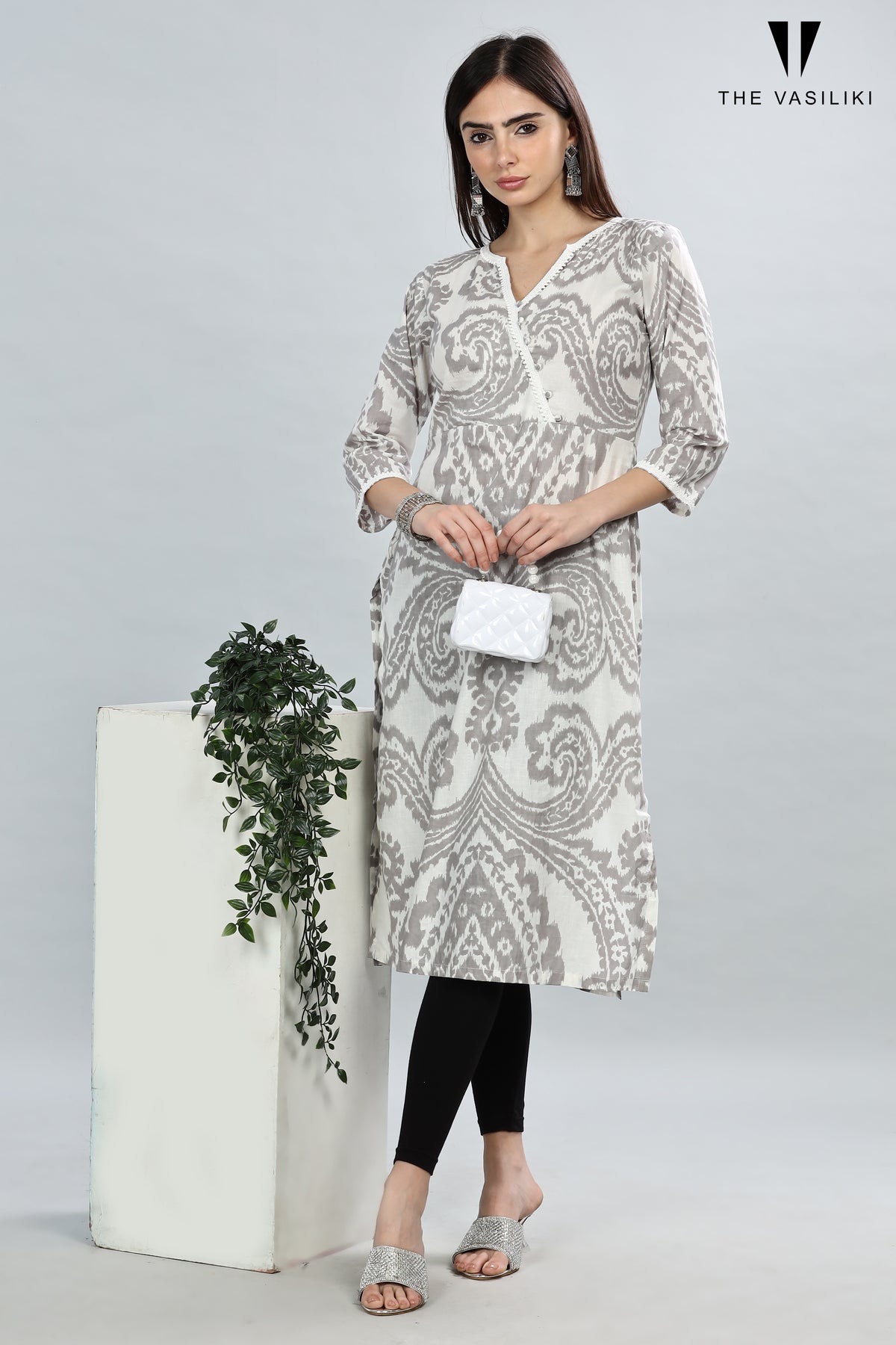 Printed Grey Kurta