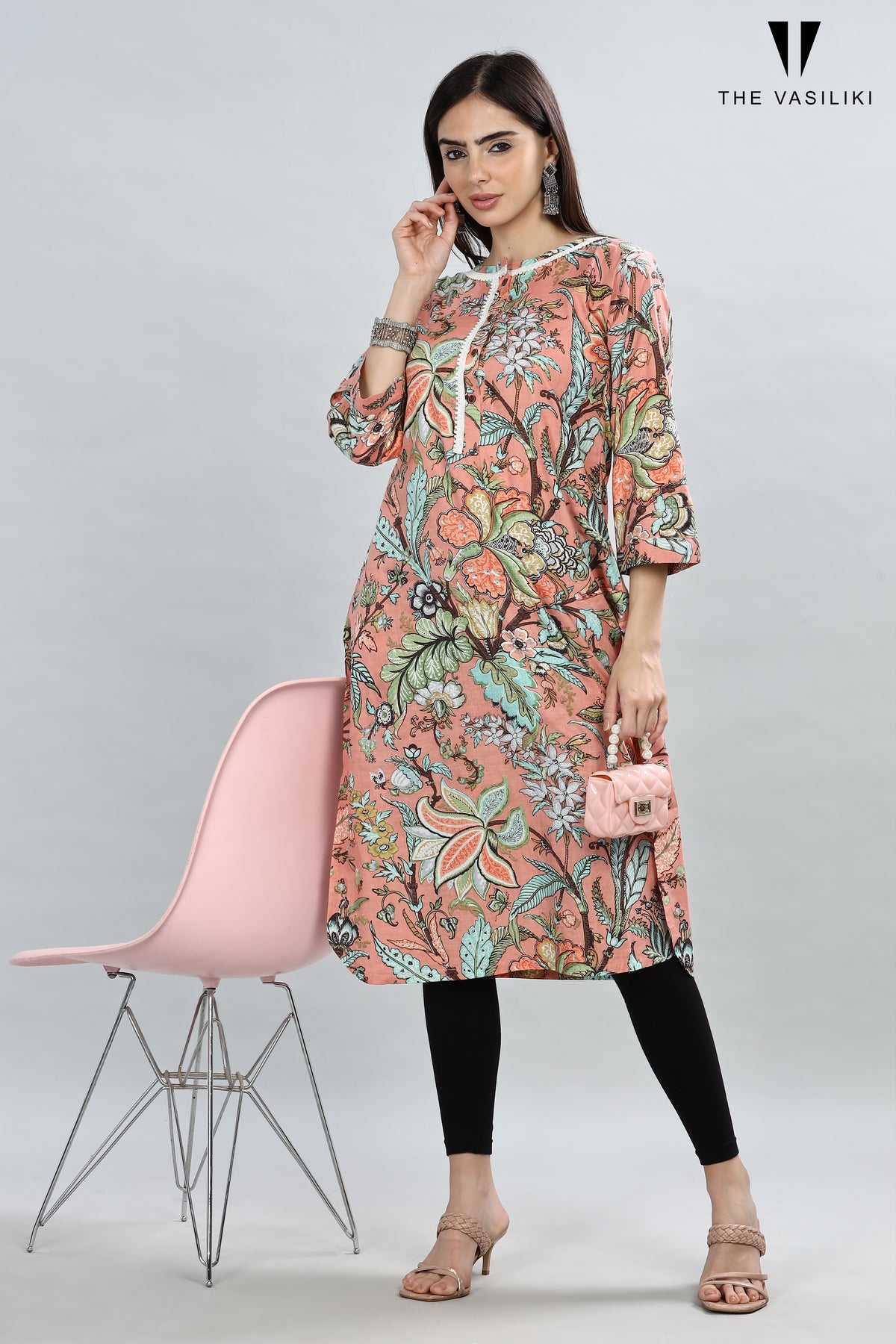 Printed Peach Kurta