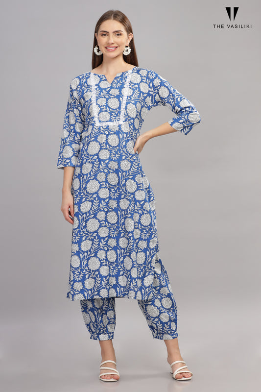 Printed Blue Kurta Set