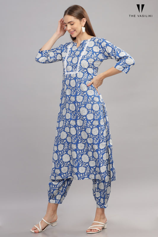 Printed Blue Kurta Set