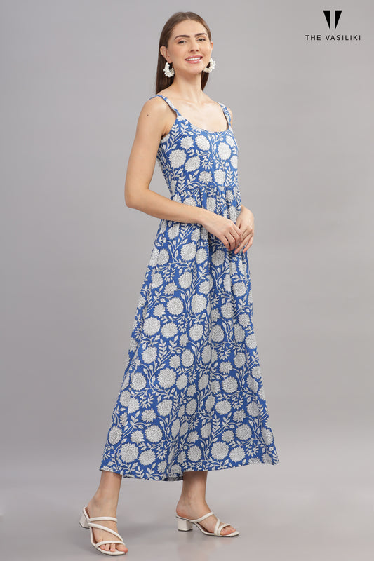 Printed Blue Flair Dress