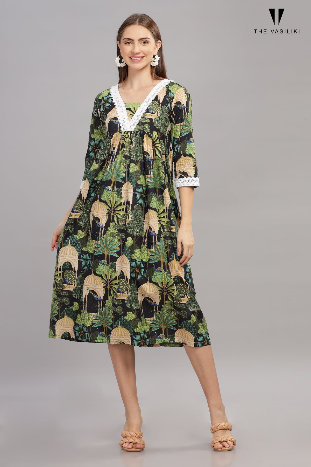 Printed Green Dress