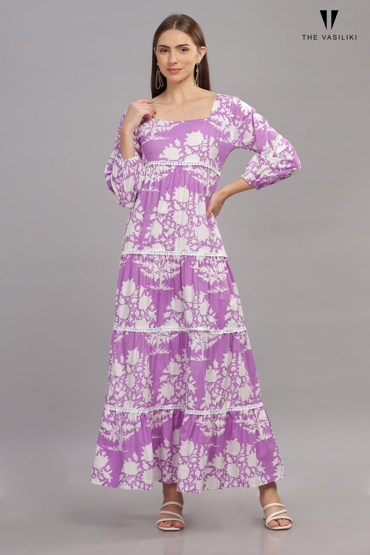 Printed Flair Purple Dress