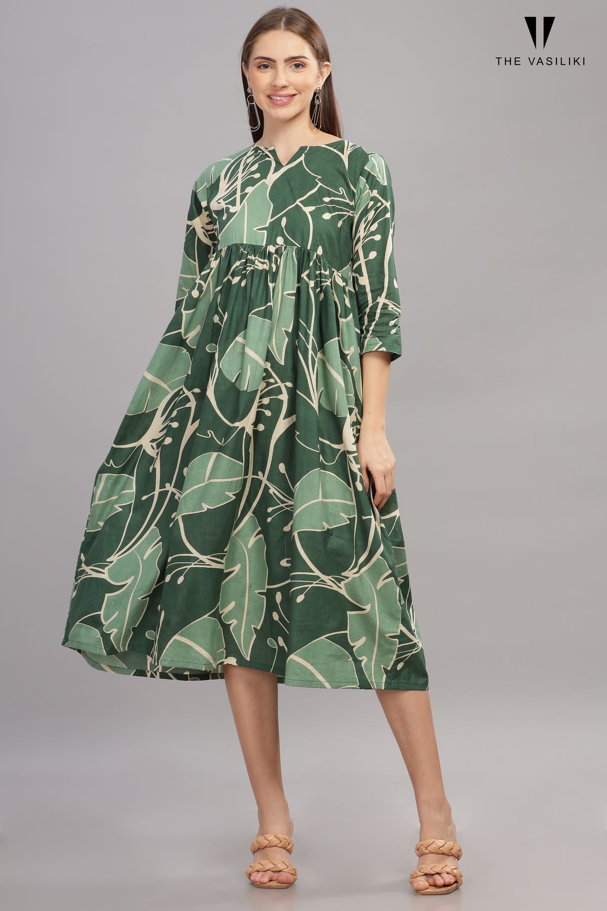 Printed Green Dress