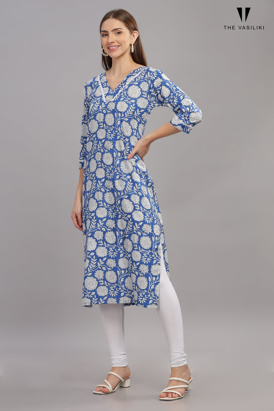 Printed Blue Kurta