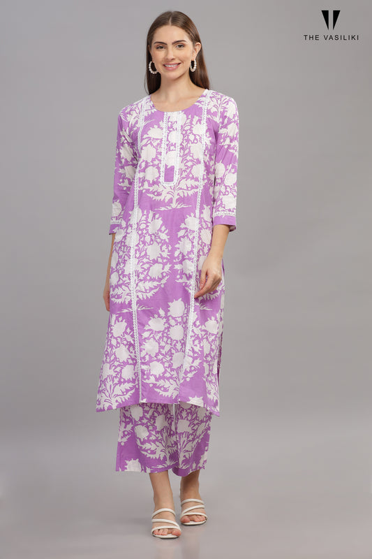 Printed Purple Kurta