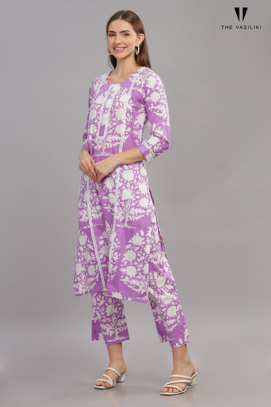 Printed Purple Kurta