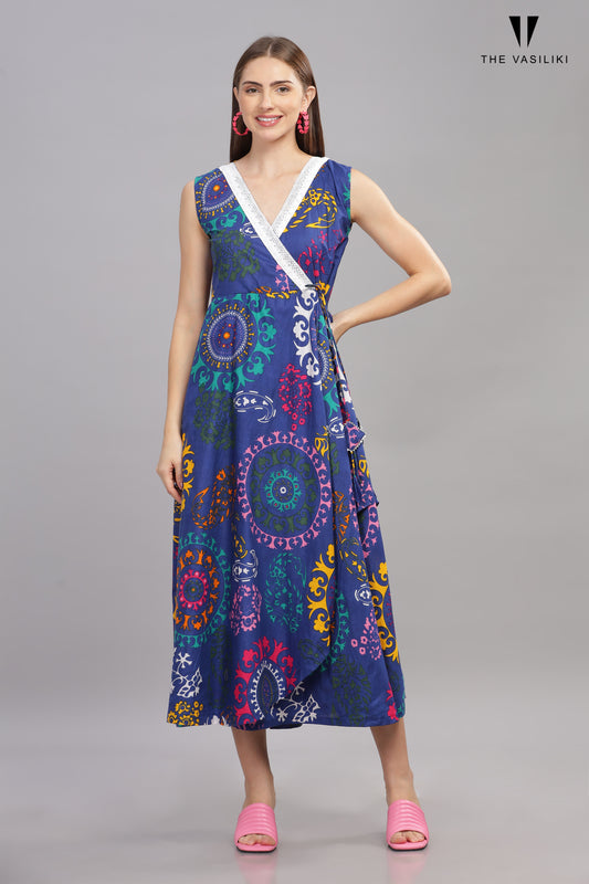 Printed Blue Flair Dress