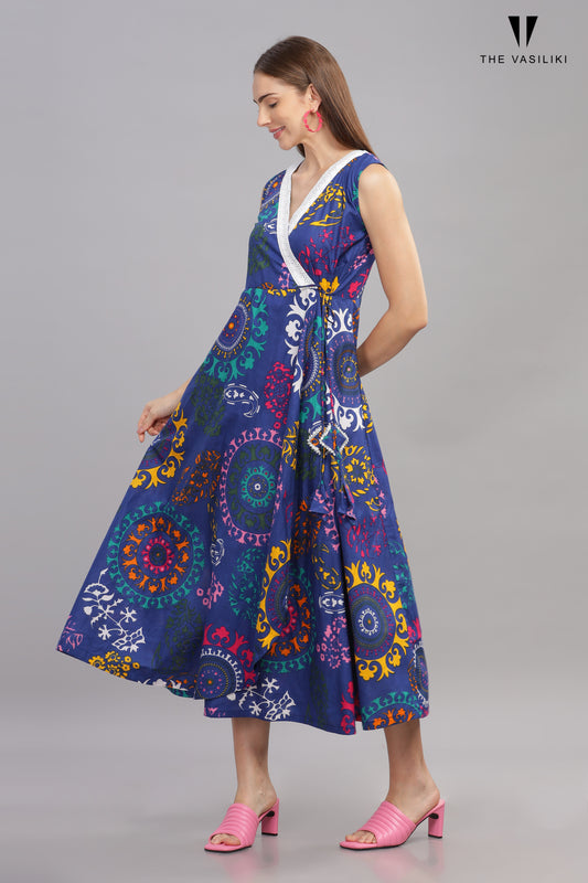 Printed Blue Flair Dress