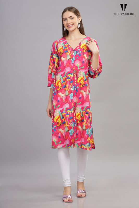 Printed Pink Kurta