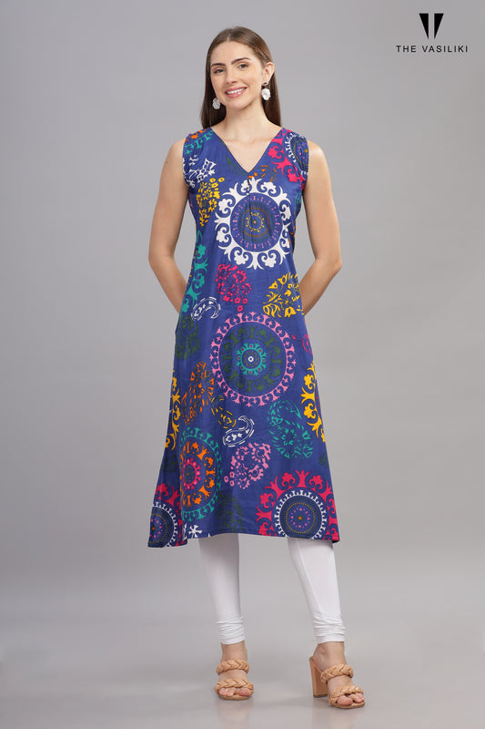 Printed Blue Kurta