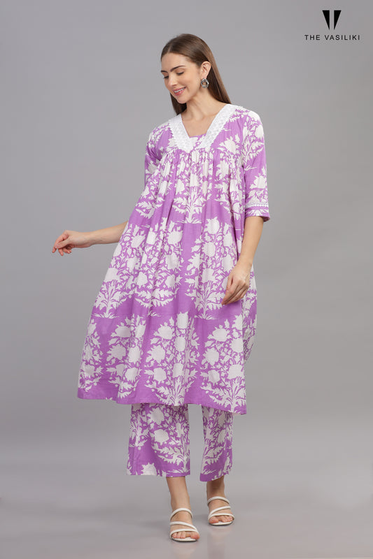 Printed Purple Kuta Set