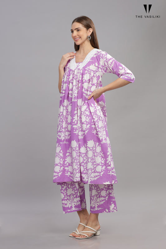 Printed Purple Kuta Set