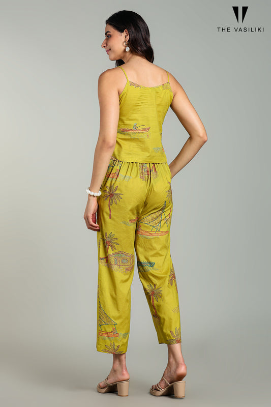 Printed Tropical Yellow Co-ord Set