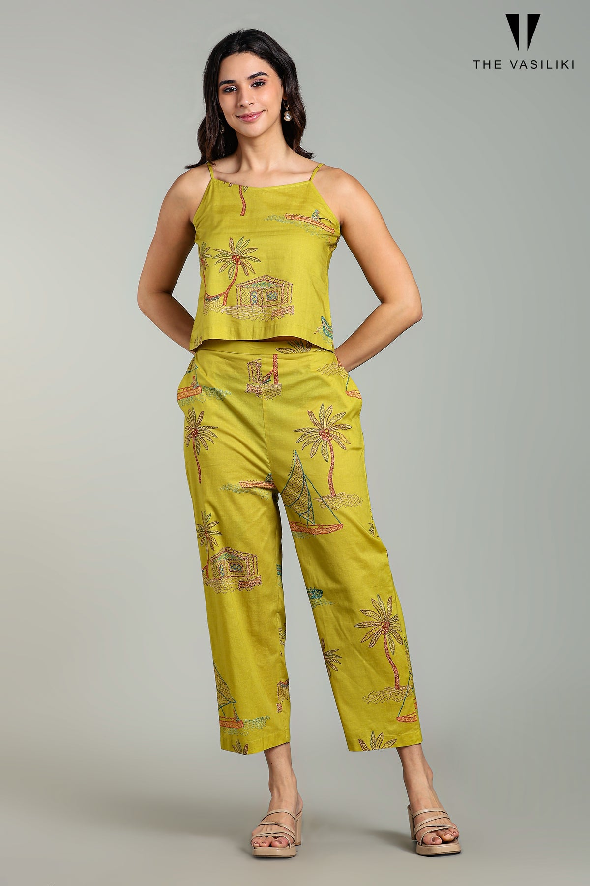 Printed Tropical Yellow Co-ord Set