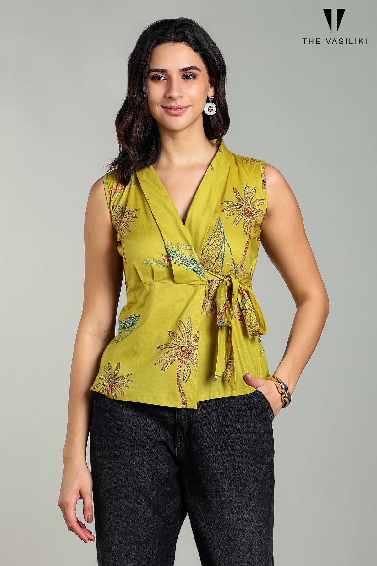 Printed Tropical Yellow Top