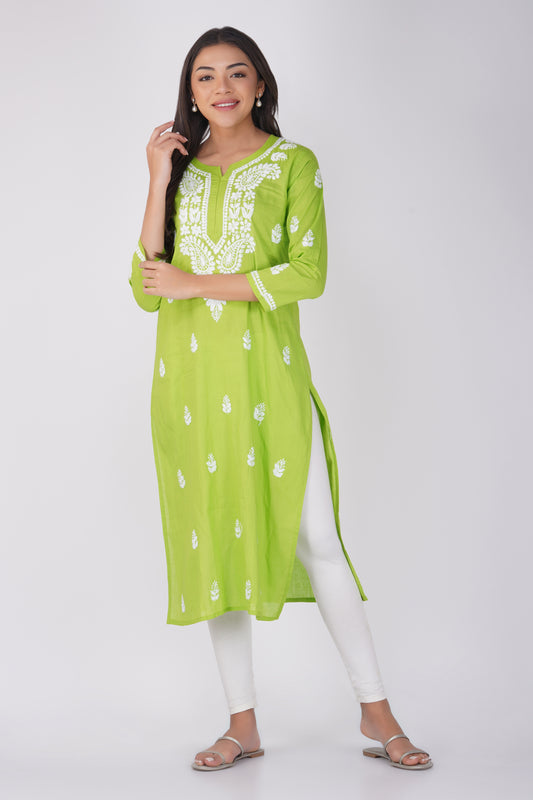 Mint Green Cotton Chikankari Kurta