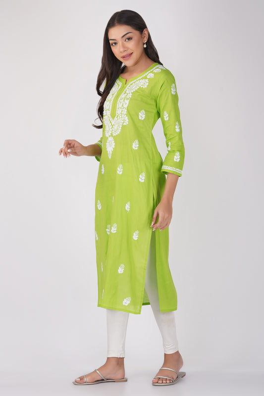 Mint Green Cotton Chikankari Kurta