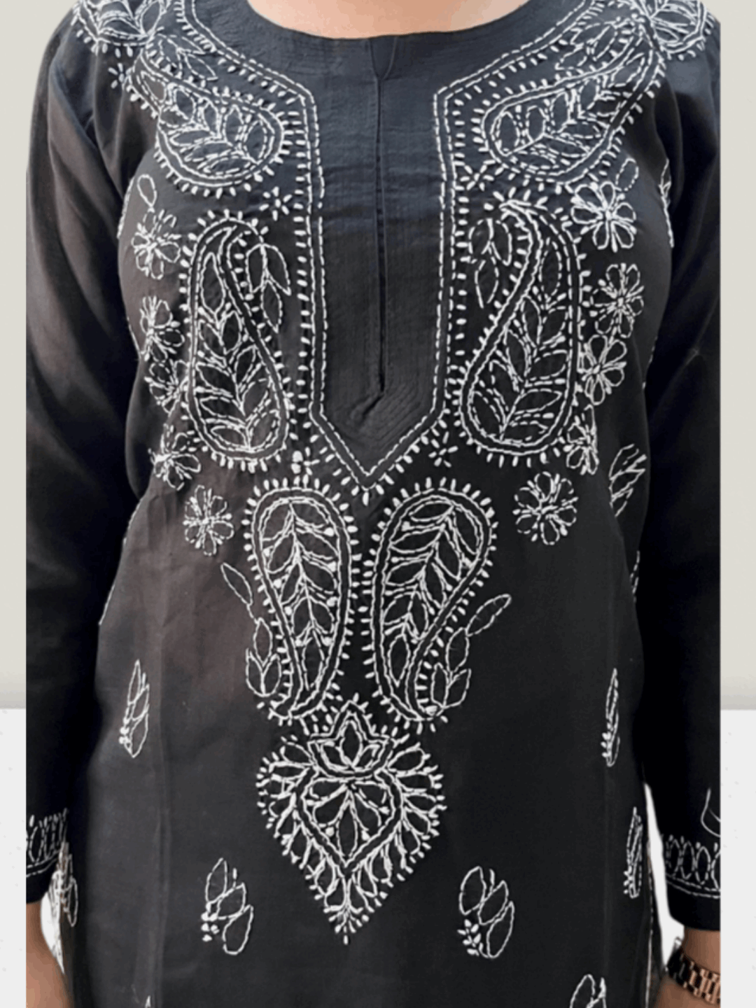 Black Cotton Chikankari Kurti