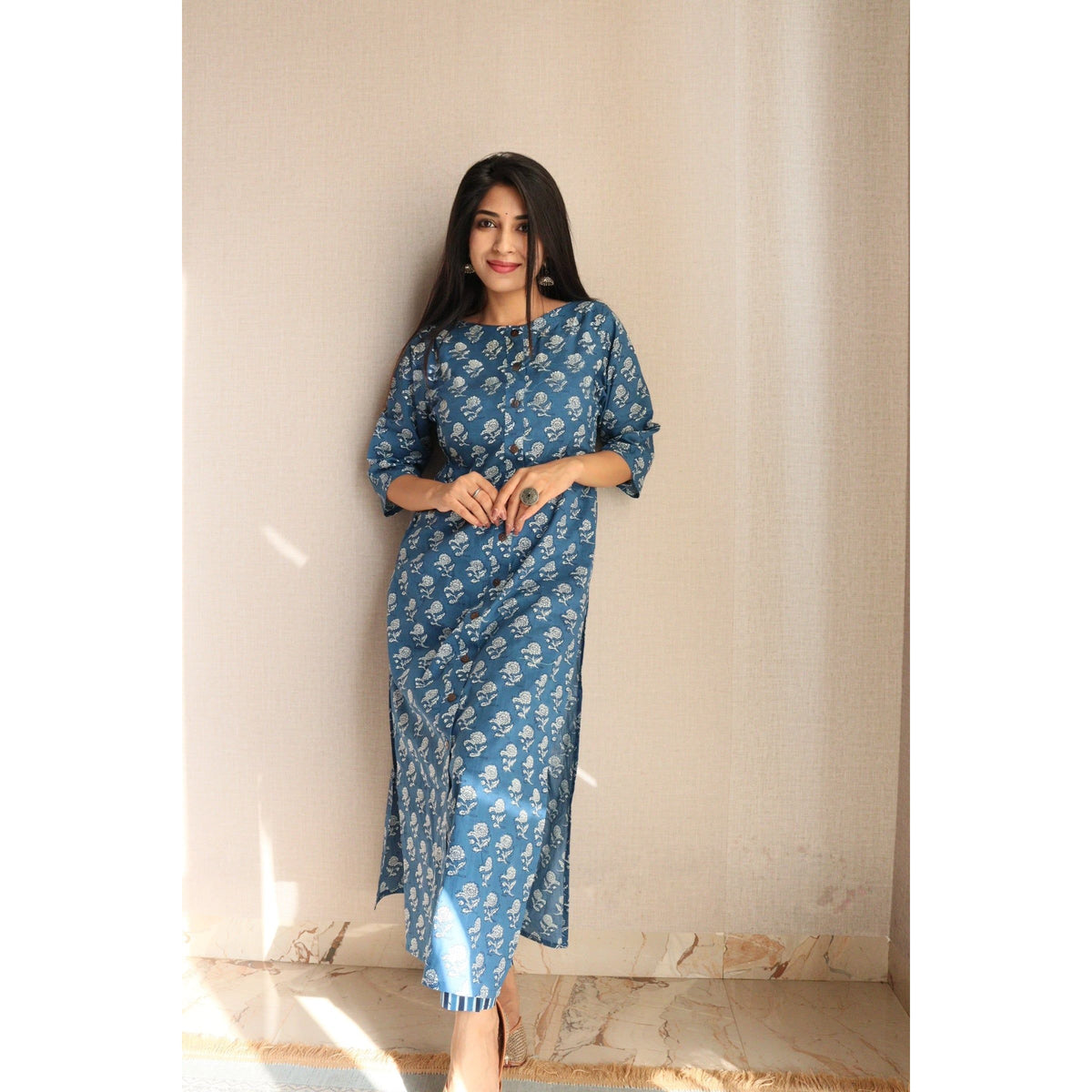 Sapphire Blue Sanganeri Suit Set