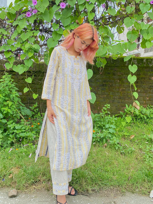 Yellow Chikankari Set