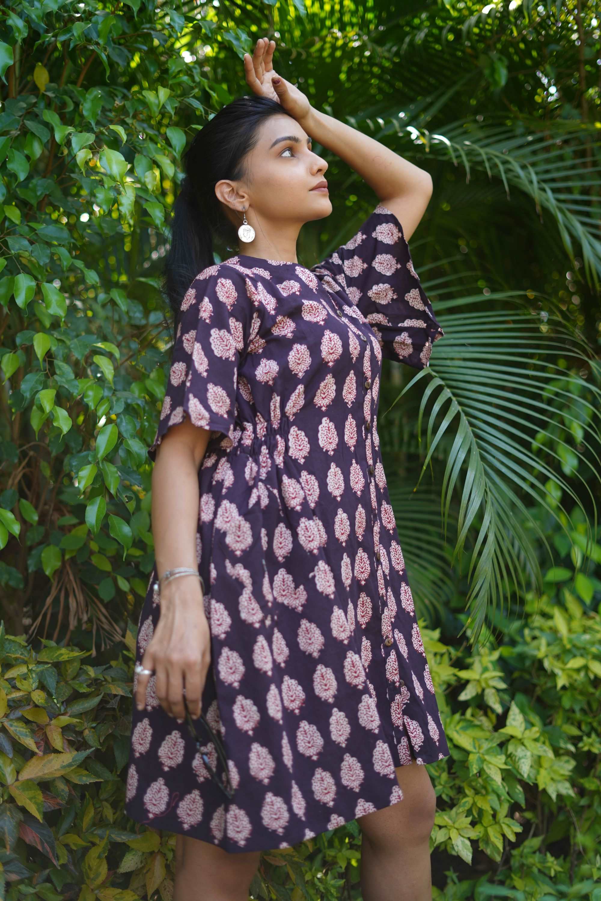 Cotton Blue Baggy Dress With Bagh Hand-Block Print