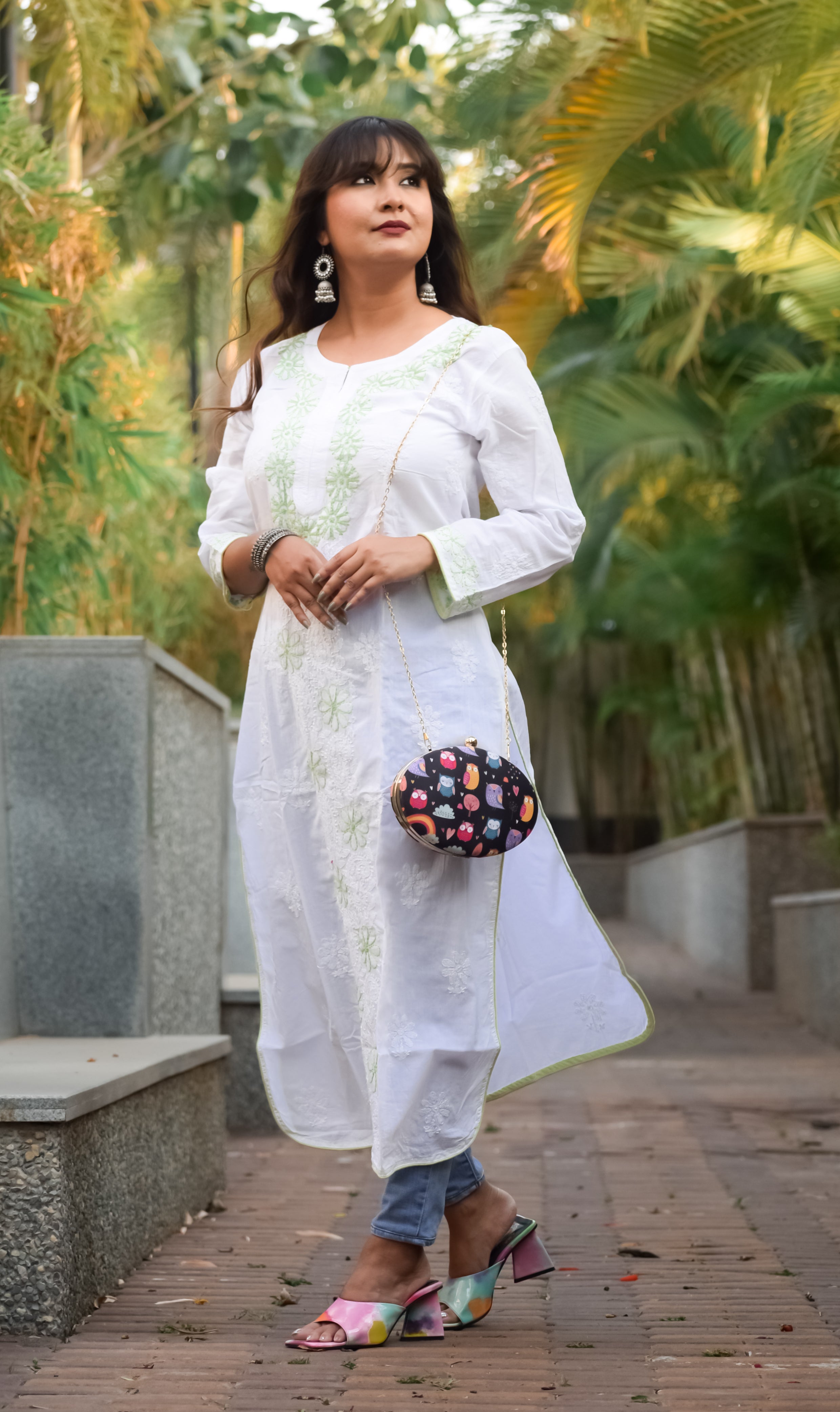 VAASN Chikankari Embroidery Cotton Long Kurti - White Ethnic Top for Women  (X-Small) : Amazon.in: Fashion