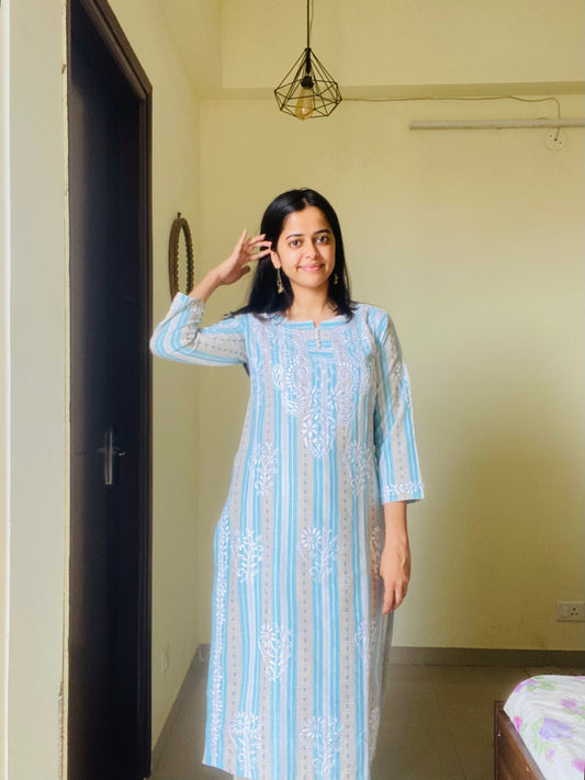 Sky Blue Chikankari Set