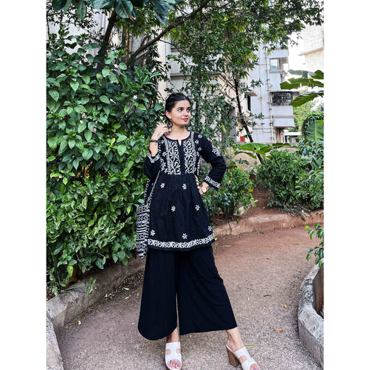 Black Cotton Chikankari Kurti